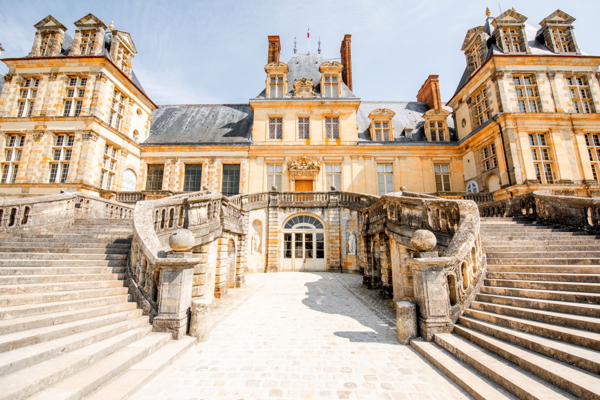 Fontainebleau Castle entrance staircase